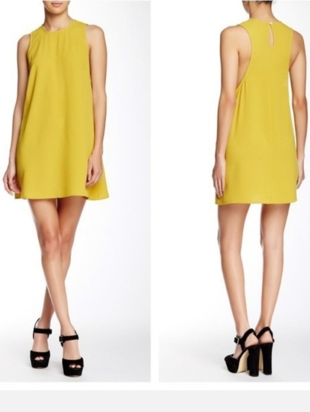 American Apparel Mustard Yellow Chartreuse Sleeveless Shift Dress Medium
